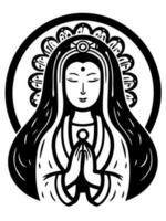 Vector icon of Guanyin bodhisattva Asian deity