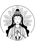 Vector icon of Guanyin bodhisattva Asian deity