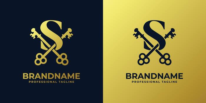 Letter S With Double Key Logo, suitable for any business related to key with S initial. vector