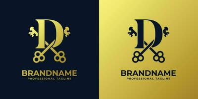 Letter D With Double Key Logo, suitable for any business related to key with D initial. vector