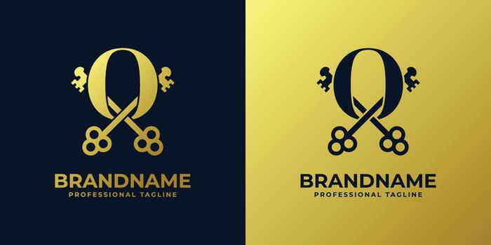 Letter O With Double Key Logo, suitable for any business related to key with O initial. vector