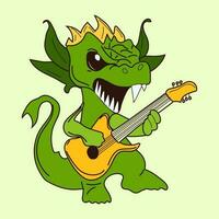 A cartoon of a green dragon dinosaur sticker emoticon for site, info graphics, video, animation, websites, mail, newsletters, reports, comic vector