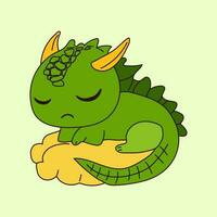 A cartoon of a green dragon dinosaur sticker emoticon for site, info graphics, video, animation, websites, mail, newsletters, reports, comic vector