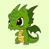 A cartoon of a green dragon dinosaur sticker emoticon for site, info graphics, video, animation, websites, mail, newsletters, reports, comic vector