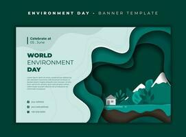 Paper cut background design with environmental design for go green or environment template vector