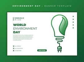 World environment day template in white background with leaf bulb icon design vector