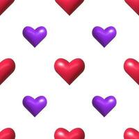 Seamless pattern with hearts 3d vector illustration