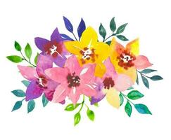 Bright flowers, green leaves. Bright bouquet. vector