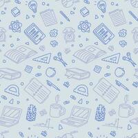 School seamless pattern in doodle style, vector illustration.