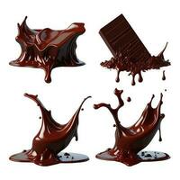 conjunto de 3d chocolate chapoteo con chocolate bar vector