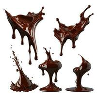 conjunto de 3d chocolate chapoteo con chocolate bar vector