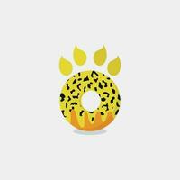 leopardo rosquilla logo. esta logo combina un rosquilla con leopardo patas esta logo lata ser usado para alimento, restaurante, conservación culinario negocio, panadería, etc. vector