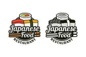 japonés comida restaurante diseño logo colección vector