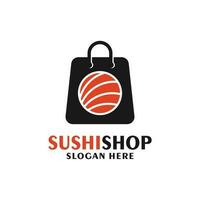 Sushi tienda Insignia etiqueta diseño logo vector
