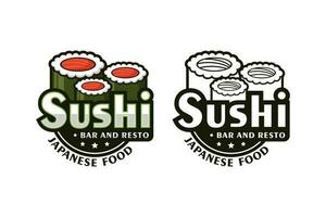 Sushi bar y resto japonés comida diseño logo vector