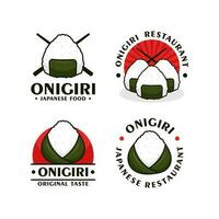 Onigiri rice ball japanese restaurant design logo collection vector