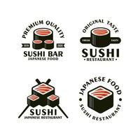 Sushi japonés comida restaurante diseño logo colección vector