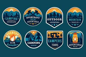 set of outdoor badges, summer camping logo vector