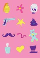 Cute Creepy and Girly Vector Icons