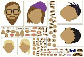 Variety of Faces with Mix and Match Facial Features vector