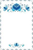 Intricate Blue Florals with Floral Border Invitation Template vector