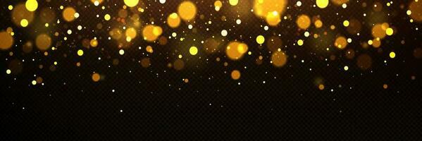 Gold light bokeh effect on dark background vector