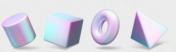 3d abstract geometric hologram shape vector