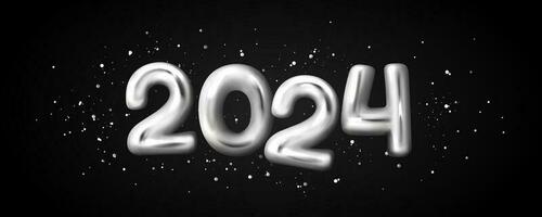 3d 2024 text for Happy New Year banner vector