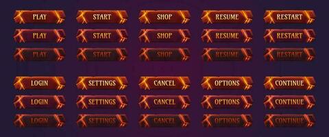 Fantasy lava game button vector ui interface set