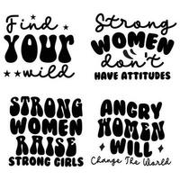 Strong Woman t shirt design bundle vector