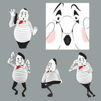 Funny Mime in Various Poses vector