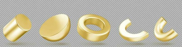 Isolated abstract geometric gold 3d shape object vector