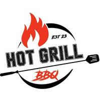 Vector minimalist flat logo Hot Grill Barbeque isolated on white background
