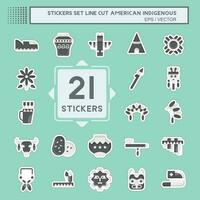 Sticker line cut Set American Indigenous. related to Education symbol. simple design editable vector