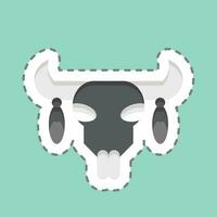 Sticker line cut Skull 2. related to American Indigenous symbol. simple design editable vector