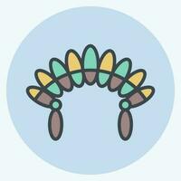 Icon Headdress 2. related to American Indigenous symbol. color mate style. simple design editable vector