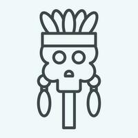 Icon Skull. related to American Indigenous symbol. line style. simple design editable vector
