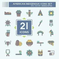 Icon Set American Indigenous. related to Education symbol. doodle style. simple design editable vector