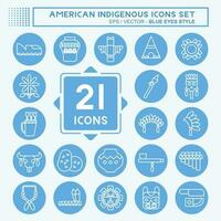Icon Set American Indigenous. related to Education symbol. blue eyes style. simple design editable vector