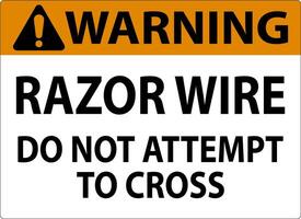 Warning Sign Razor Wire, Do Not Attempt To Cross vector