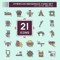 Icon Set American Indigenous. related to Education symbol. MBE style. simple design editable vector