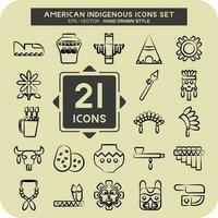 Icon Set American Indigenous. related to Education symbol. hand drawn style. simple design editable vector