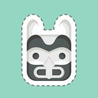 Sticker line cut Mask 2. related to American Indigenous symbol. simple design editable vector
