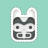 Sticker line cut Mask 2. related to American Indigenous symbol. simple design editable vector