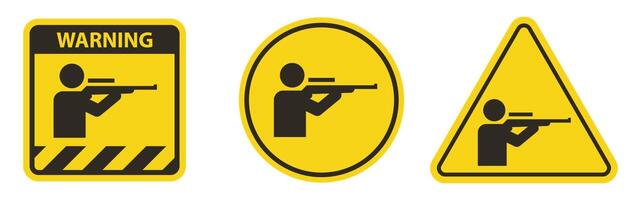 Shooting Range Diamond Caution Sign Rifle Range Symbol vector