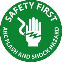 Safety First Floor Sign Arc Flash And Shock Hazard vector