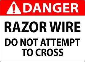 Danger Sign Razor Wire, Do Not Attempt To Cross vector