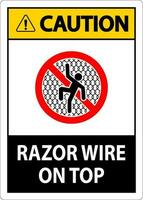 Symbol Caution Sign Razor Wire on Top vector