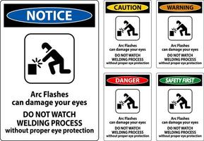 Danger Sign Arc Flashes Can Damage Your Eyes. Do Not Watch Welding Process Without Proper Eye Protection vector