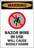 Warning Sign Razor Wire In Use Will Cause Bodily Harm vector